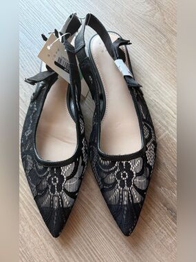 Target Black Lace Pointed-Toe Slingback Flats